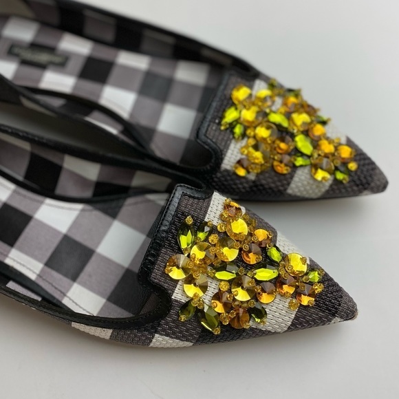 DOLCE & GABBANA Plaid Black Pointed Toe
Embellished Flat - Picture 7 of 9